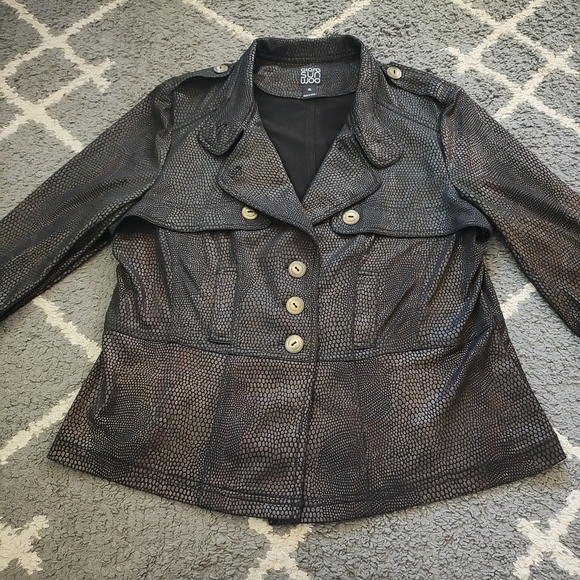 CLARA SUNWOO Jackets & Blazers - Clara Sun Woo Black Liquid Leather python blazer XL